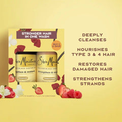 SheaMoisture Shampoo & Conditioner Bundle for Damaged Hair, 100% Pure Jamaican Black Castor Oil - 26oz/2pk