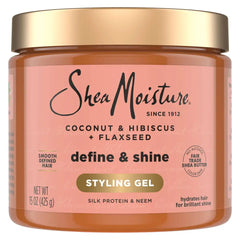 SheaMoisture Coconut & Hibiscus + Flaxseed Defining Styling Hair Gel - 15oz: Paraben-Free, Contains Shea Butter, Dry Hair