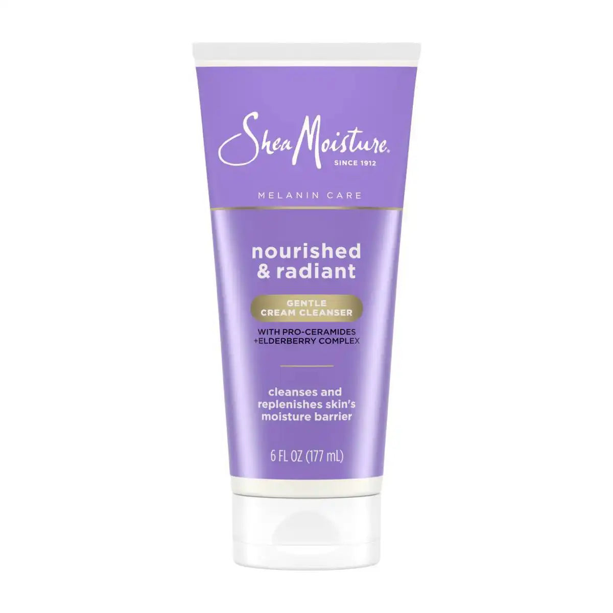 SheaMoisture Melanin Care Gentle Cream Cleanser, Nourished & Radiant with Pro-Ceramides & Elderberry Complex - 6 fl oz: Face Cleanser